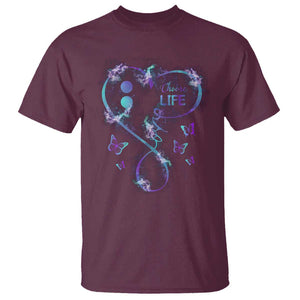 Suicide Prevention Awareness T Shirt Choose Life Love Heart Semicolon Butterfly TS11 Maroon Print Your Wear