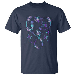 Suicide Prevention Awareness T Shirt Choose Life Love Heart Semicolon Butterfly TS11 Navy Print Your Wear