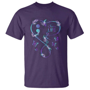 Suicide Prevention Awareness T Shirt Choose Life Love Heart Semicolon Butterfly TS11 Purple Print Your Wear