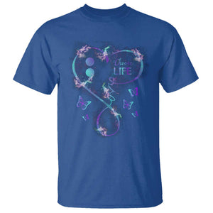 Suicide Prevention Awareness T Shirt Choose Life Love Heart Semicolon Butterfly TS11 Royal Blue Print Your Wear