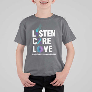 Suicide Prevention Awareness T Shirt For Kid Listen Care Love Semicolon Bird Flower Ribbon TS11 Charcoal Print Your Wear