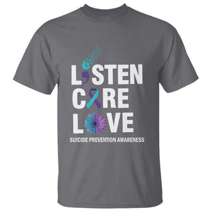 Suicide Prevention Awareness T Shirt Listen Care Love Semicolon Bird Flower Ribbon TS11 Charcoal Print Your Wear