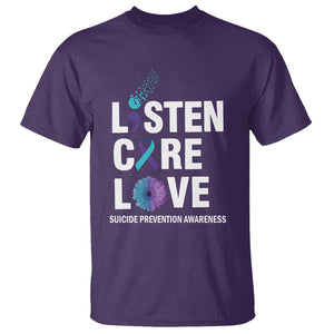 Suicide Prevention Awareness T Shirt Listen Care Love Semicolon Bird Flower Ribbon TS11 Purple Print Your Wear