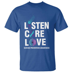 Suicide Prevention Awareness T Shirt Listen Care Love Semicolon Bird Flower Ribbon TS11 Royal Blue Print Your Wear