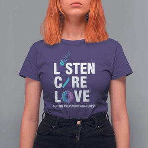 Suicide Prevention Awareness T Shirt For Women Listen Care Love Semicolon Bird Flower Ribbon TS11 Purple Print Your Wear