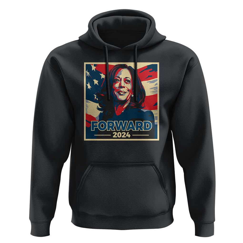 Harris Supporter Hoodie Forward 2024 American Election USA Flag TS11 Black Print Your Wear