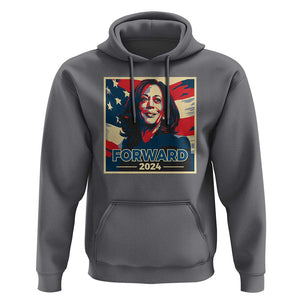 Harris Supporter Hoodie Forward 2024 American Election USA Flag TS11 Charcoal Print Your Wear