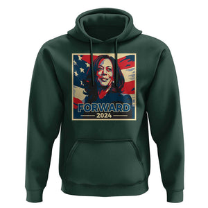 Harris Supporter Hoodie Forward 2024 American Election USA Flag TS11 Dark Forest Green Print Your Wear