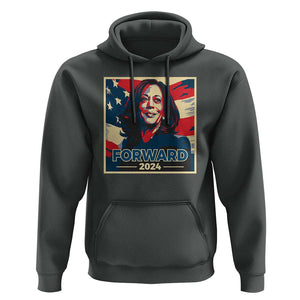 Harris Supporter Hoodie Forward 2024 American Election USA Flag TS11 Dark Heather Print Your Wear