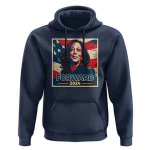 Harris Supporter Hoodie Forward 2024 American Election USA Flag TS11 Navy Print Your Wear