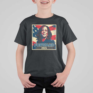 Harris Supporter T Shirt For Kid Forward 2024 American Election USA Flag TS11 Black Print Your Wear