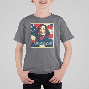 Harris Supporter T Shirt For Kid Forward 2024 American Election USA Flag TS11 Charcoal Print Your Wear