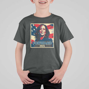 Harris Supporter T Shirt For Kid Forward 2024 American Election USA Flag TS11 Dark Heather Print Your Wear