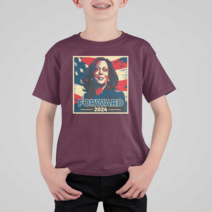 Harris Supporter T Shirt For Kid Forward 2024 American Election USA Flag TS11 Maroon Print Your Wear