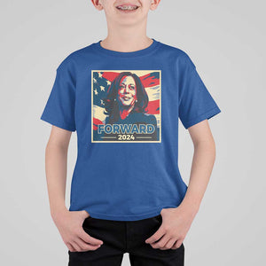 Harris Supporter T Shirt For Kid Forward 2024 American Election USA Flag TS11 Royal Blue Print Your Wear