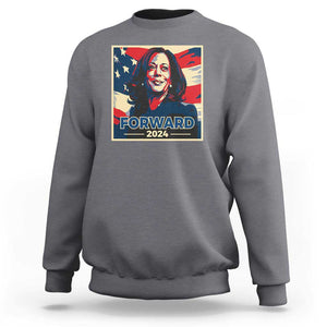 Harris Supporter Sweatshirt Forward 2024 American Election USA Flag TS11 Charcoal Print Your Wear