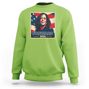 Harris Supporter Sweatshirt Forward 2024 American Election USA Flag TS11 Lime Print Your Wear