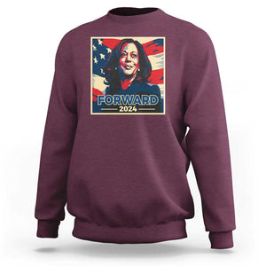 Harris Supporter Sweatshirt Forward 2024 American Election USA Flag TS11 Maroon Print Your Wear