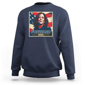 Harris Supporter Sweatshirt Forward 2024 American Election USA Flag TS11 Navy Print Your Wear