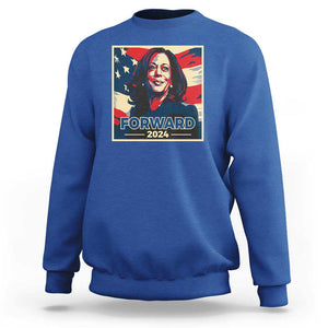 Harris Supporter Sweatshirt Forward 2024 American Election USA Flag TS11 Royal Blue Print Your Wear