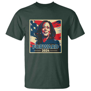 Harris Supporter T Shirt Forward 2024 American Election USA Flag TS11 Dark Forest Green Print Your Wear