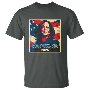 Harris Supporter T Shirt Forward 2024 American Election USA Flag TS11 Dark Heather Print Your Wear