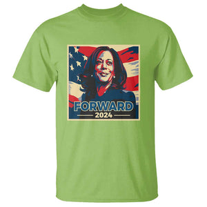 Harris Supporter T Shirt Forward 2024 American Election USA Flag TS11 Lime Print Your Wear