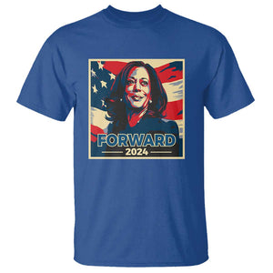 Harris Supporter T Shirt Forward 2024 American Election USA Flag TS11 Royal Blue Print Your Wear