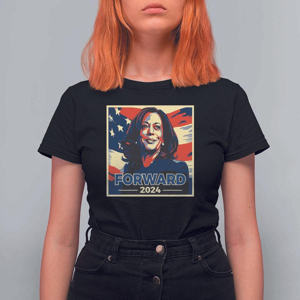 Harris Supporter T Shirt For Women Forward 2024 American Election USA Flag TS11 Black Print Your Wear