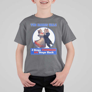 The Harris Walz T Shirt For Kid 2 Steps Forward No Steps Back Cat Dancing TS11 Charcoal Print Your Wear