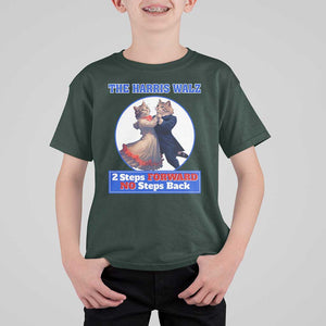 The Harris Walz T Shirt For Kid 2 Steps Forward No Steps Back Cat Dancing TS11 Dark Forest Green Print Your Wear