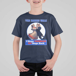 The Harris Walz T Shirt For Kid 2 Steps Forward No Steps Back Cat Dancing TS11 Navy Print Your Wear