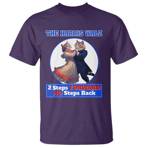 The Harris Walz T Shirt 2 Steps Forward No Steps Back Cat Dancing TS11 Purple Print Your Wear