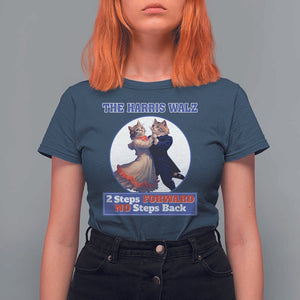 The Harris Walz T Shirt For Women 2 Steps Forward No Steps Back Cat Dancing TS11 Navy Print Your Wear