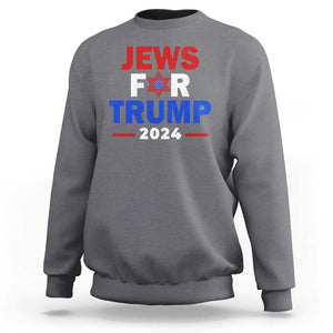 Jews for Trump 2024 Sweatshirt Hebrew Trump Supporter Star of David TS11 Charcoal Print Your Wear