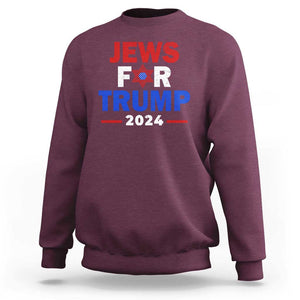 Jews for Trump 2024 Sweatshirt Hebrew Trump Supporter Star of David TS11 Maroon Print Your Wear