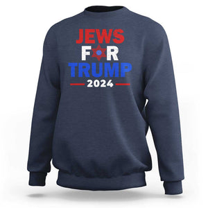 Jews for Trump 2024 Sweatshirt Hebrew Trump Supporter Star of David TS11 Navy Print Your Wear