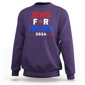 Jews for Trump 2024 Sweatshirt Hebrew Trump Supporter Star of David TS11 Purple Print Your Wear