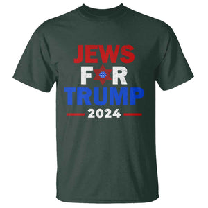 Jews for Trump 2024 T Shirt Hebrew Trump Supporter Star of David TS11 Dark Forest Green Print Your Wear