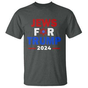 Jews for Trump 2024 T Shirt Hebrew Trump Supporter Star of David TS11 Dark Heather Print Your Wear