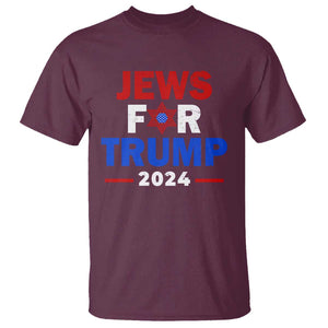 Jews for Trump 2024 T Shirt Hebrew Trump Supporter Star of David TS11 Maroon Print Your Wear