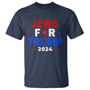 Jews for Trump 2024 T Shirt Hebrew Trump Supporter Star of David TS11 Navy Print Your Wear