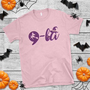 Funny Harris Halloween T Shirt Comma La Cat Witch Punctuation Kamala For President TS11 Light Pink Print Your Wear