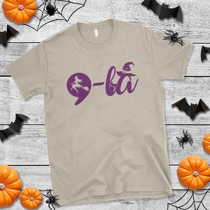 Funny Harris Halloween T Shirt Comma La Cat Witch Punctuation Kamala For President TS11 Sand Print Your Wear