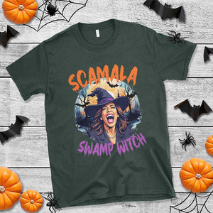 Funny Kamala Halloween T Shirt Scamala Swamp Witch Mysterious Bat TS11 Dark Forest Green Print Your Wear