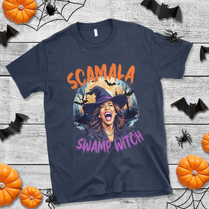 Funny Kamala Halloween T Shirt Scamala Swamp Witch Mysterious Bat TS11 Navy Print Your Wear