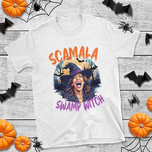 Funny Kamala Halloween T Shirt Scamala Swamp Witch Mysterious Bat TS11 White Print Your Wear