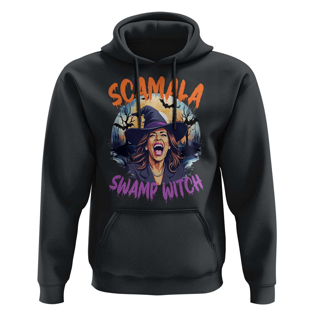 Funny Kamala Halloween Hoodie Scamala Swamp Witch Mysterious Bat TS11 Black Print Your Wear