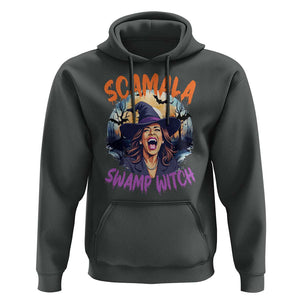 Funny Kamala Halloween Hoodie Scamala Swamp Witch Mysterious Bat TS11 Dark Heather Print Your Wear