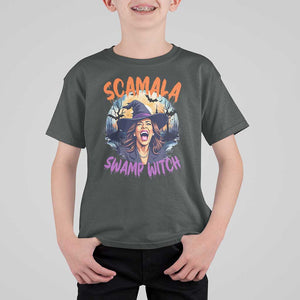 Funny Kamala Halloween T Shirt For Kid Scamala Swamp Witch Mysterious Bat TS11 Dark Heather Print Your Wear